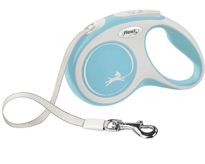 flexi рулетка NEW LINE Comfort XS (до 12 кг) лента 3 м серый/голубой 