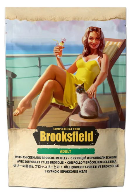 BROOKSFIELD Adult Chicken with Broccoli пауч д/кошек Курица с брокколи в желе 85г
