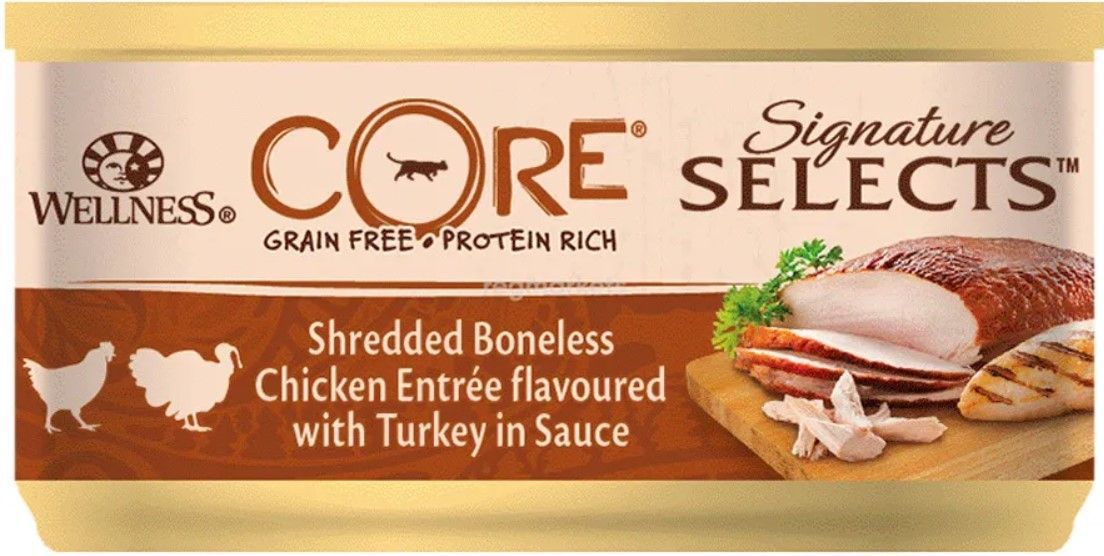 Велнес CORE конс.кошек измельченное куриное филе с индейкой в соус 79 