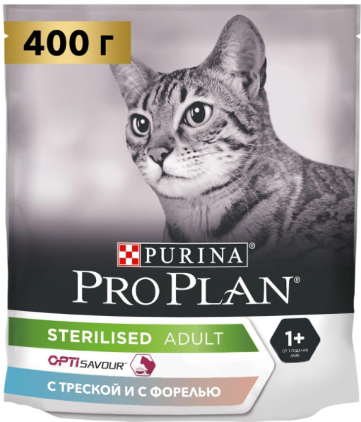 PRO PLAN д/кошек 400 г кастр.стерил. треска/форель