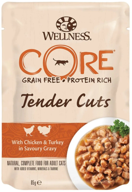 Велнес CORE пауч/кошек Tender Cuts нежные кусочки инд/кур  85г