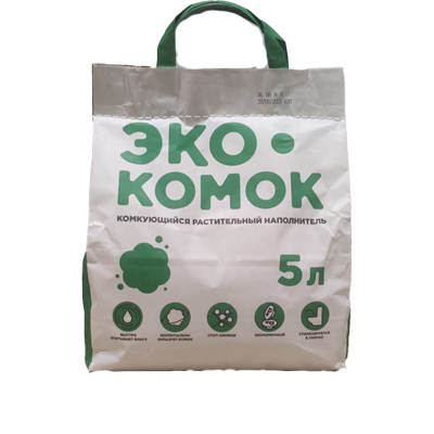 Наполнитель Эко-комок растительный комкующийся 5 л.