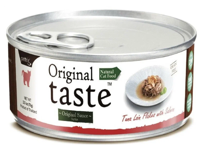 Петтрик Консервы Pettric Original Taste - ТУНЕЦ С ЛОСОСЕМ В СОУСЕ / Tuna Loin Flakes with Wild Salmon in Sauce 70 г				