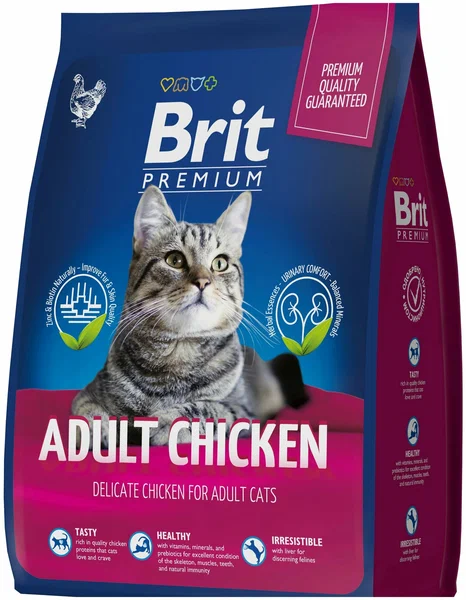 Брит Premium Cat Duck & Chicken сухой премиум класса с уткой и кур. д/взр стерил кошек 8 кг