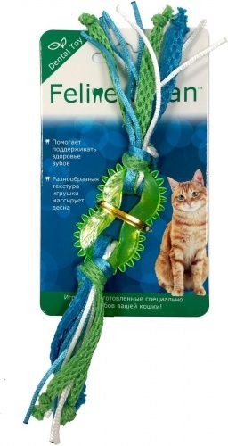 Feline Clean игрушка для кошек Dental Колечко прорезыватель с лентами, резина							