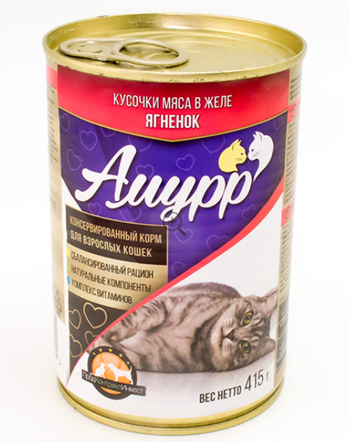 Амурр конс д/кошек 415гр в желе Ягненок