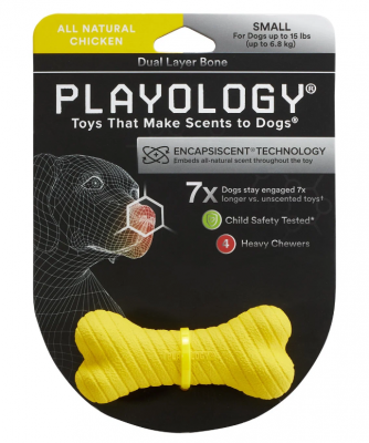 Playology двухслойная жевательная косточка DUAL LAYER BONE для собак мелких пород с ароматом говядины, маленькая, цвет красный 