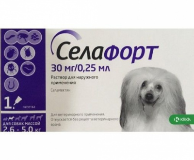 Селафорт для собак 2,6 - 5 кг, 1 х 30мг/0,25мл																