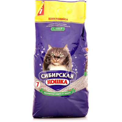 СИБИРСКАЯ КОШКА наполнитель комкующий 7 л СУПЕР 