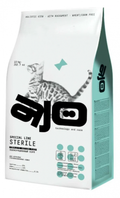 AJO Cat Sterile сух. д/стерил. кошек с высоким содер. белка 10кг					