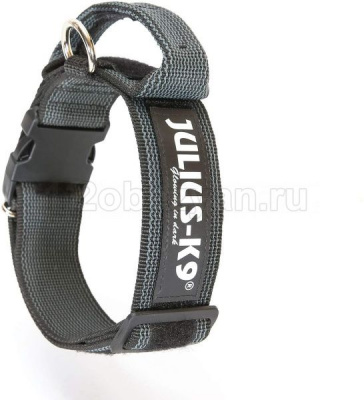 JULIUS-K9 ошейник для собак Color & Gray (38-53см/4см), с закрытой ручкой, черно-серый