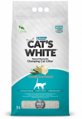 Cat's White Marseille soap комкующийся наполнитель с ароматом марсельского мыла для кошачьего туалета (5л) 