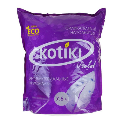 КОТИКИ наполнитель силикагель Антибактериальные кристаллы 7.6 л. Violet