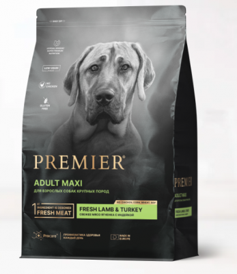 Premier Dog Lamb&Turkey ADULT Maxi (Свежее мясо ягненка с индейкой для собак крупных пород) 10 кг			