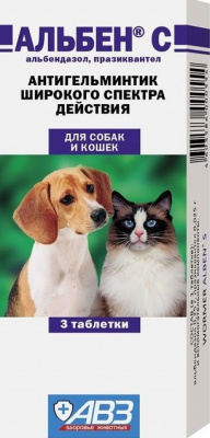 Альбен С 3 таб. антигельмин. препарат д/кош., собак 