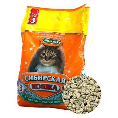 СИБИРСКАЯ КОШКА наполнитель впитывающий 5л ЭКСТРА  для длиношерстных кошек 