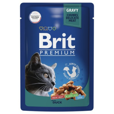 Brit Premium Пауч для взрослых кошек утка в соусе 85г