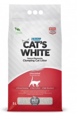Cat's White Natural комкующийся наполнитель натуральный без ароматизатора для кошачьего туалета (5л) 