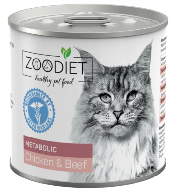 Zoodiet Metabolic Chicken/Beef/С курицей и говядиной для кошек (обмен веществ), 240 г			