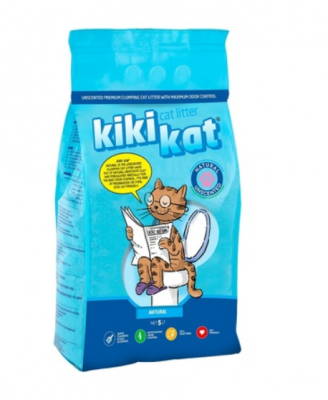 Бентонитовый наполнитель для кошачьего туалета "KikiKat" супер-белый комкующийся 5 л. 