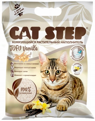CAT STEP наполнитель комкующийся растительный Tofu Vanilla, 12л