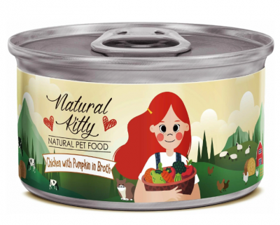 Петтрик Консервы Pettric Natural Kitty / Курица с тыквой в бульоне /Chicken with pumpkin in broth 80 г	