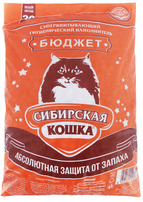 СИБИРСКАЯ КОШКА наполнитель впитывающий 20л. БЮДЖЕТ