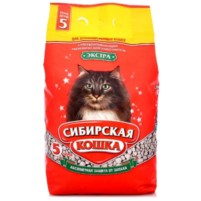 СИБИРСКАЯ КОШКА наполнитель впитывающий 5л ЭКСТРА  для длиношерстных кошек 