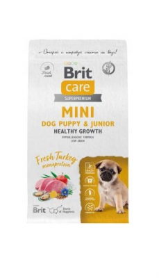 BRIT CARE Mini, Сухой корм с инд. для щ. и мол.соб.мин.п,"Puppy&Junior.Healthy Growth",0.4кг