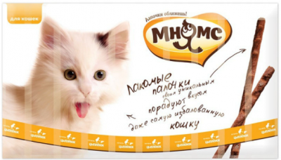 МНЯМС д/кошек лакомые палочки 13,5 см, цыпл/печ, 5 гр.