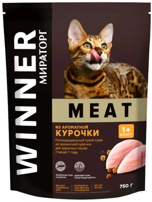 Корм Виннер МЕАТ 1,5 кг сух. д/взрослых кошек из ароматной курочки