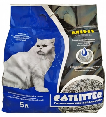 CATLITTER наполнитель комкующий carbon MINI 5 л гигиенический