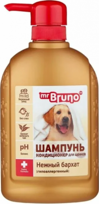 Мистер Бруно Шампунь-кондиционер Нежный бархат гипоаллергенный для щенков 350мл