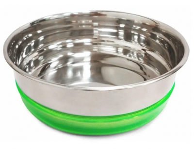 Миска металлическая с салатовой резинкой, 0,49л, Triol