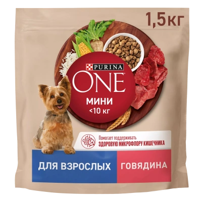 ONE МИНИ Взр Собака Говядина Рис 1,5кг