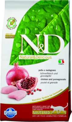 N&D Cat Chicken&Pomegrante NEUTERED для стерилизованных кошек курица/гранат 1,5 кг