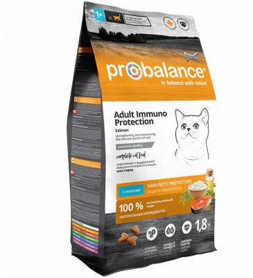 ProBalance Adult Immuno Protection Корм сухой для кошек с лососем, 1,8 кг	