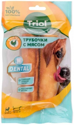 ТРИОЛЬ Трубочки-мини жевательные с мясом курицы, 3см серия DENTAL