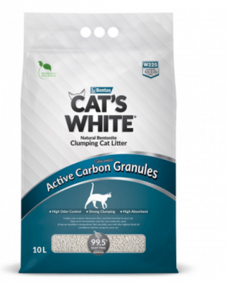 Cat's White Active Carbon Granules комкующийся наполнитель с гранулами активированного угля для кошачьего туалета (10л) 