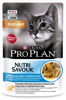 PRO PLAN Elegant д/кошек с чувств.кожей,треска в соусе 85 гр