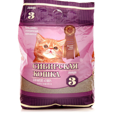 СИБИРСКАЯ КОШКА наполнитель комкующий 3 л для котят СУПЕР 