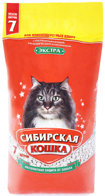 СИБИРСКАЯ КОШКА наполнитель впитывающий 7л  ЭКСТРА для длинношерстных кошек
