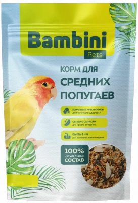 Корм Bambini Pets для средних попугаев, 800 г