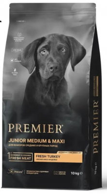 Premier Dog Turkey JUNIOR Medium&Maxi (Свежее мясо индейки для юниоров средних и крупных пород) 10 кг	