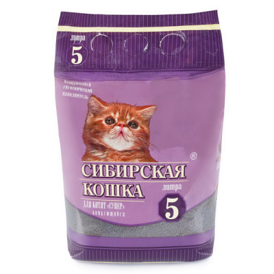 СИБИРСКАЯ КОШКА наполнитель комкующий 5 л для Котят СУПЕР 