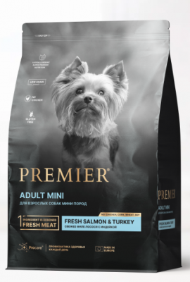 Premier Dog Salmon&Turkey ADULT Mini (Свежее филе лосося с индейкой для собак мелких пород) 3 кг			