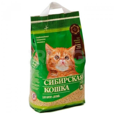 СИБИРСКАЯ КОШКА наполнитель впитывающий 5 л ФЛОРА (древесные гранулы 6мм)