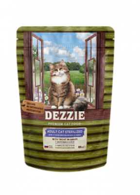 DEZZIE Sterilized Cat Trout влажные (пауч) для кошек 85г Форель в соусе
