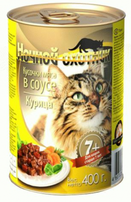 Ночной Охотник  конс. д/стар кошек 400 г курица в соусе