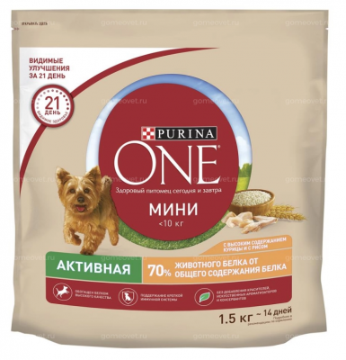 ONE МИНИ Актив. Собака Курица Рис1,5кг
